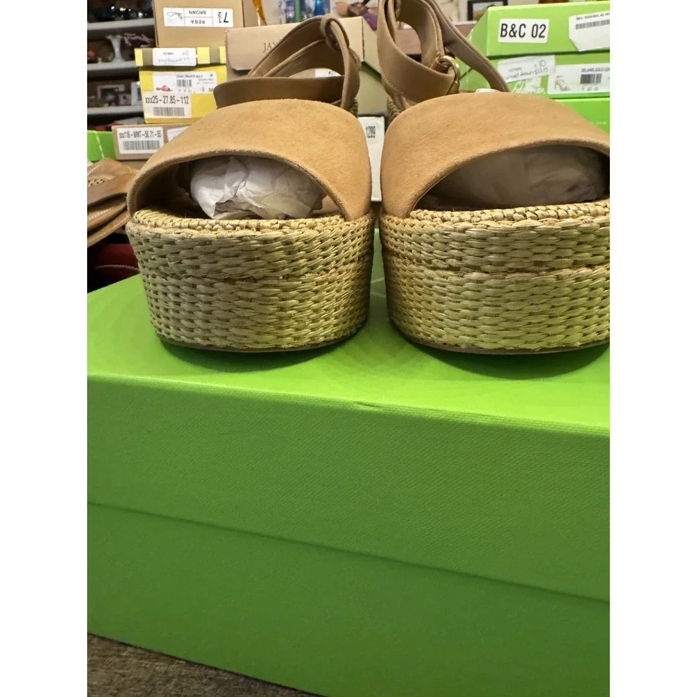 New Womens Sam Edelman Immie Ankle Strap Sand Suede Heeled Sandals Size 10 M